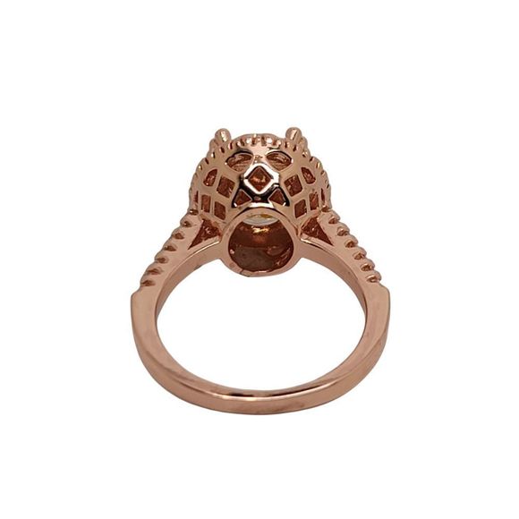Simulated Oval Morganite And Round Diamond Rose Gold Plated Ring Size 7 1/2 - Picture 4 of 5